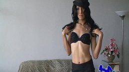 Dressing up in a slutty uniform and using a hard dildo
