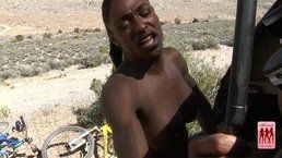 Perky black tgirl will pound a man on the road