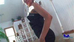 Pretty shemale slut enjoys touching herself hard